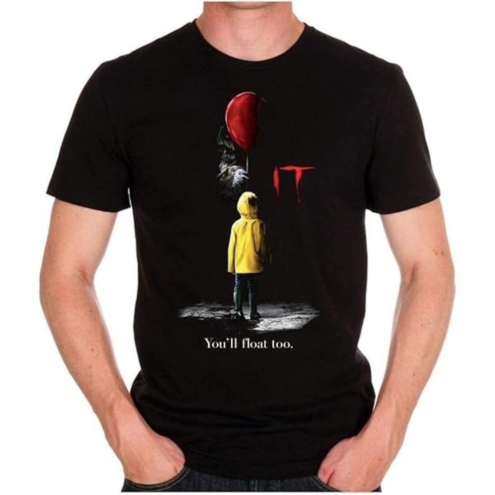 T-Shirt Noir Clown IT Visage Du Clown Stephen King Film Shirt